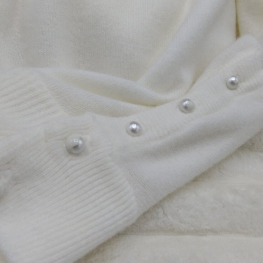 DUVET USA Ivory Pearl Shoulder Sweater XL Mock Neck Knit - Picture 11 of 11